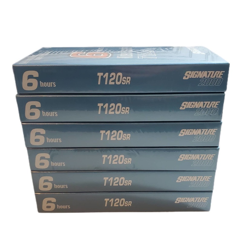 Signature 6000 Six New Vintage Deadstock 6 Hour VHS‎ Tapes T120SR SLP/EP Setting